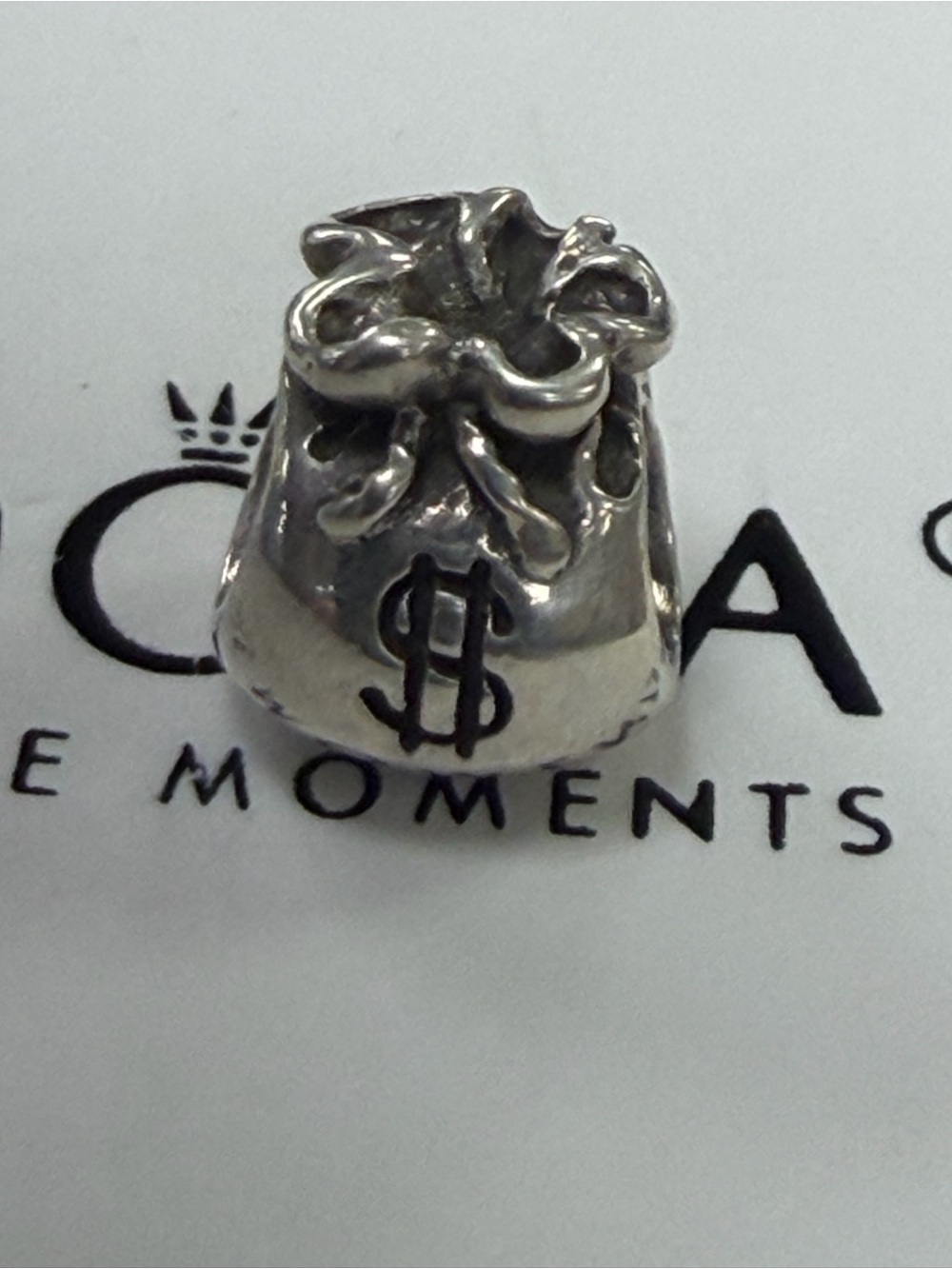 AUTHENTIC PANDORA CHARM MONEY BAG SILVER